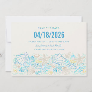 Enkelt Seashell Photo Beach Wedding Spara datumet