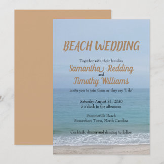 Enkelt serene Ocean Beach Wedding Inbjudningar