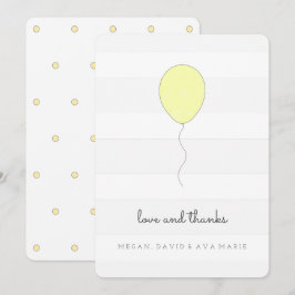 Enkelt Shabby chic Grått och Gult Ballon Birthday Tack Kort