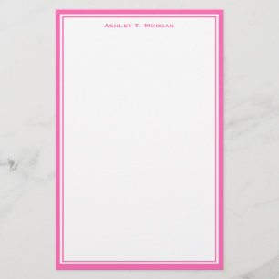 Enkelt Shock rosa Vit Personlig Stationery Brevpapper