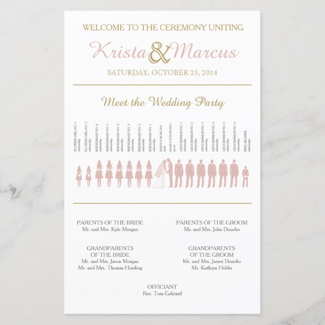 Enkelt Silhouettes-Bröllopsprogram (Framsida)