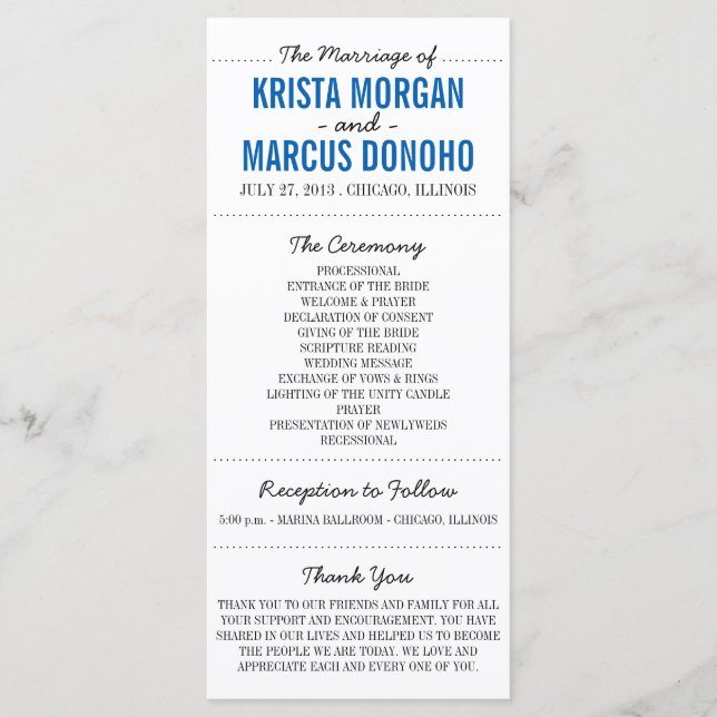 Enkelt Silhouettes Bröllopsprogram Rack-kort-27 Program (Framsida)