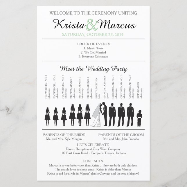 Enkelt Silhouettes Ceremony-program (Framsida)