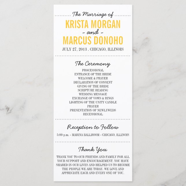 Enkelt Silhouettes-programrackkort-30 Program (Framsida)