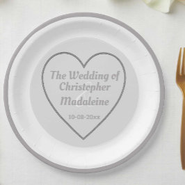 Enkelt Silver Grått och Vita Bröllop Pappra Tallri