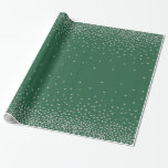 Enkelt Silver-konfetti över Mörk grönt ytlighet Presentpapper<br><div class="desc">En bild av konfektyr med en faux silver foil metallisk effekt visas över en solid bakgrund. Du kan gärna ändra den här bakgrunden till valfri färg. Det finns även andra alternativ.</div>