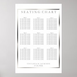 Enkelt Silver och Vita - 9 Sittdiagram Poster