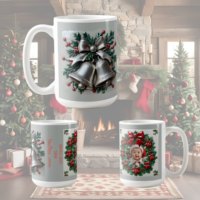 Enkelt Silverbjällror Jul Anpassningsbar Kaffemugg (Skapare uppladdad)