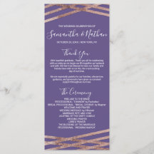 Enkelt sinnade Guld Violet Bröllopsprogram Ro