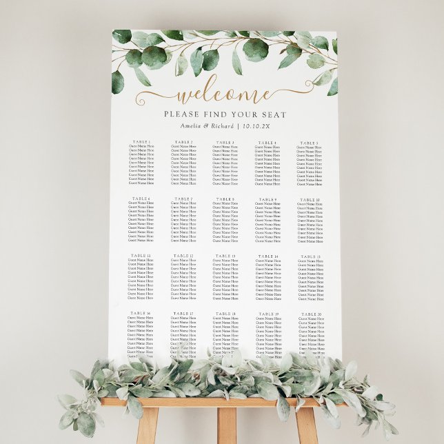 Enkelt sittdiagram för eukalyptus Greenery Bröllop Poster (Skapare uppladdad)