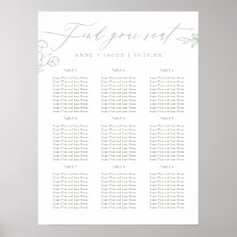 Enkelt sittdiagram för Grönten Grey Bröllop Poster