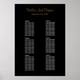Enkelt sittdiagram för svart Bröllop Poster