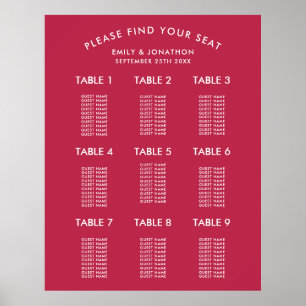 Enkelt sittdiagram för typografi Magenta Bröllop Poster