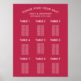 Enkelt sittdiagram för typografi Magenta Bröllop Poster