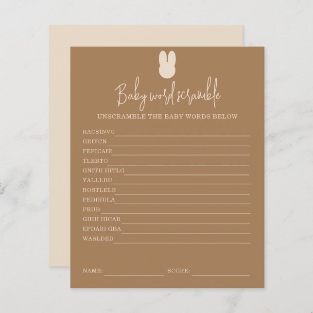 Enkelt skam för Baby Ord | Barnstödsspel (Fram/baksida)