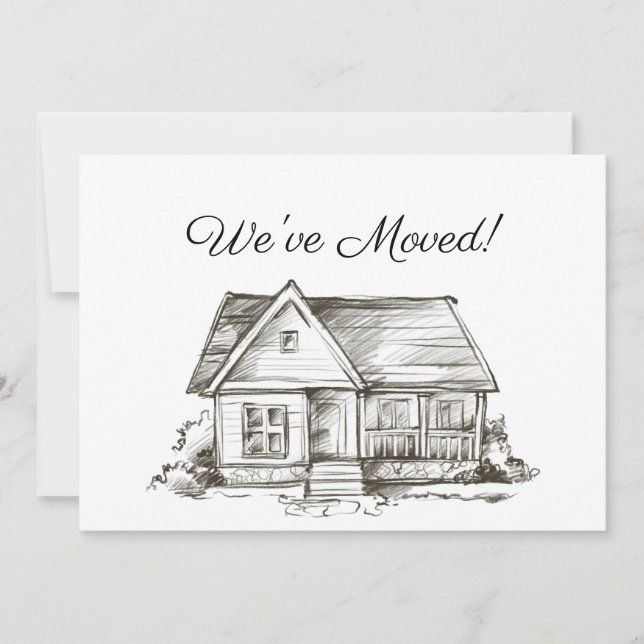 Enkelt Skissad NyAdress Hus Meddelande (Framsida)