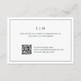 Enkelt skogsbruk, Monogram QR-Grönt, Bröllop OSA Kort