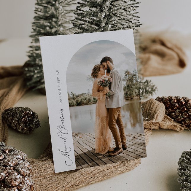 enkelt skript, båge helgdag bröllop-meddelande tack kort (Skapare uppladdad)