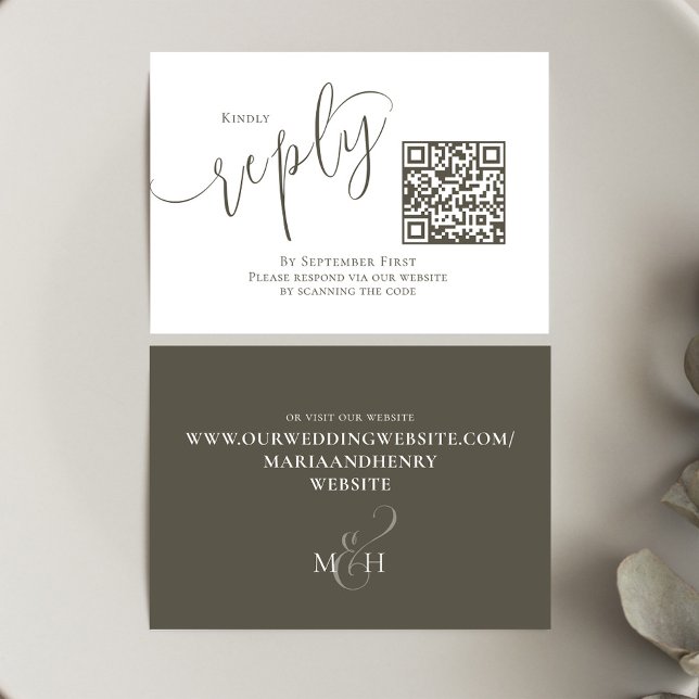 Enkelt skript för QR-kod för elegant bröllop OSA (Wedding RSVP response card with scannable QR Code. )