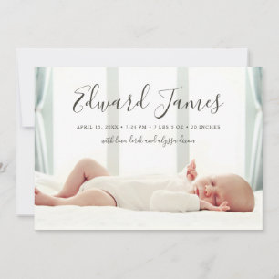 Enkelt skript Foto Overlay Birth-meddelande Meddelande