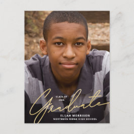 Enkelt skript Guld-överlägg för foto Studenten Vykort