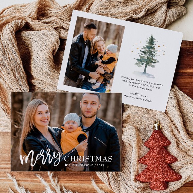 Enkelt skript Kärlek Heart God jul 2-foto Julkort (Skapare uppladdad)