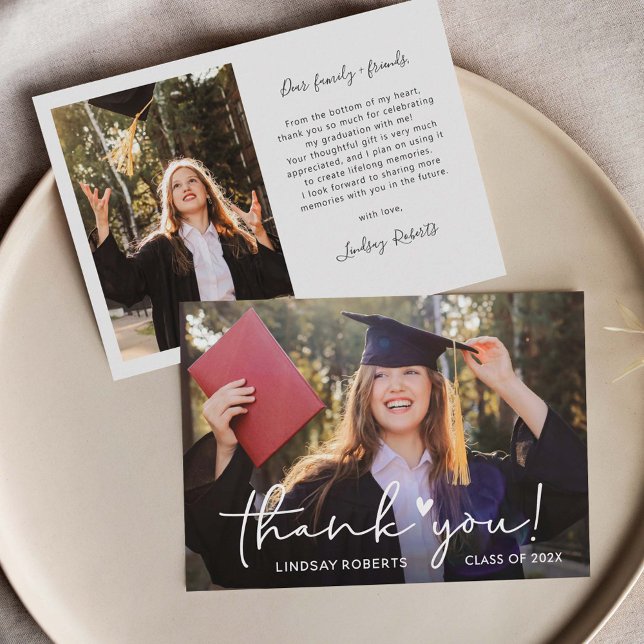 Enkelt skript Kärlek Heart Studenten Photo Tack Kort (Skapare uppladdad)