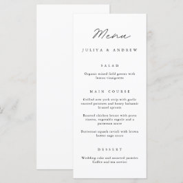 Enkelt skript med skript Bröllop Menu-kort Meny