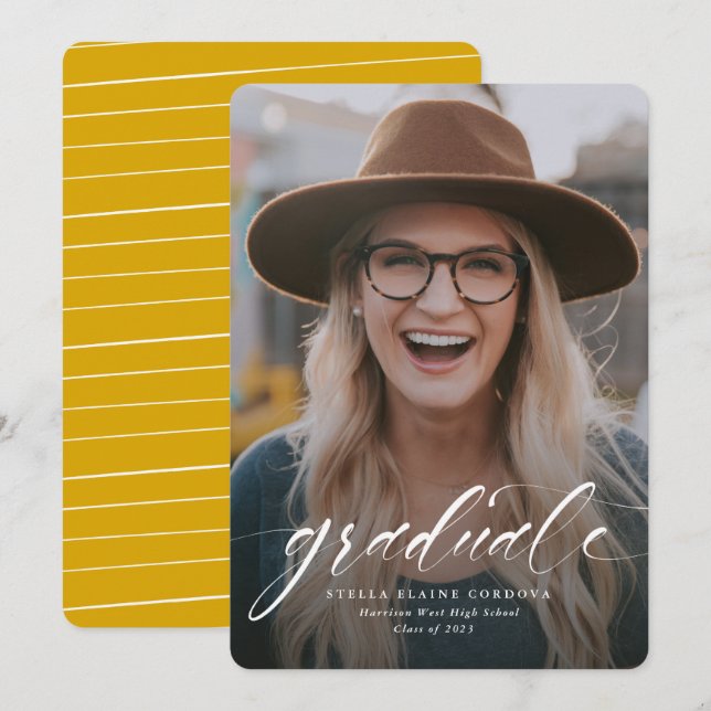 Enkelt skript med student-meddelande med ett foto  (Fram/baksida)