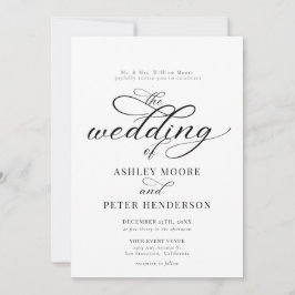 Enkelt skript, minimalistiskt klassiskt Bröllop Inbjudningar