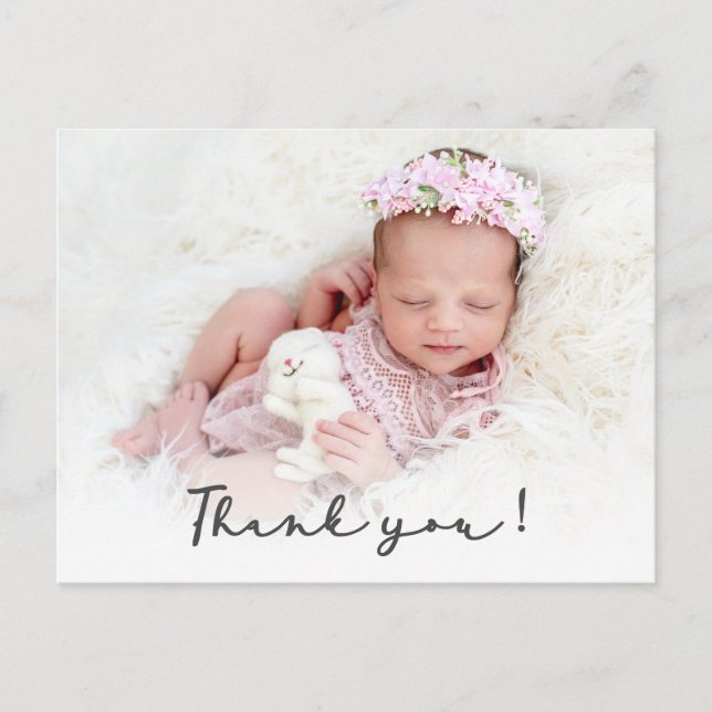 Enkelt skript - nyfödd Baby Photo Tack Vykort (Framsida)