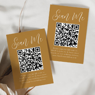 Enkelt Skript Ockra QR-kod Bröllops RSVP Tilläggskort
