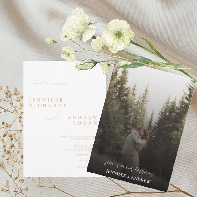 Enkelt skript Photo Bröllop Inbjudningar (Skapare uppladdad)