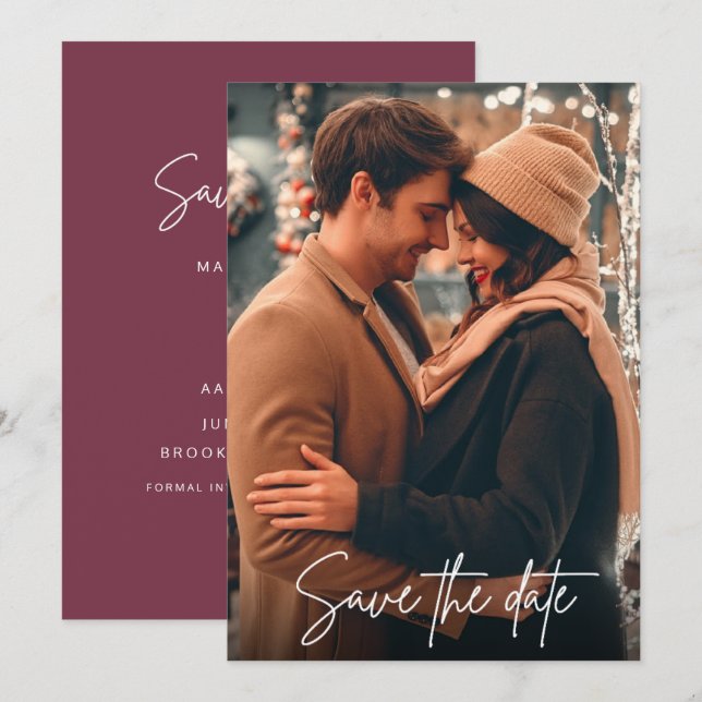 Enkelt skript Photo Bröllop spara datum Datumet (Fram/baksida)