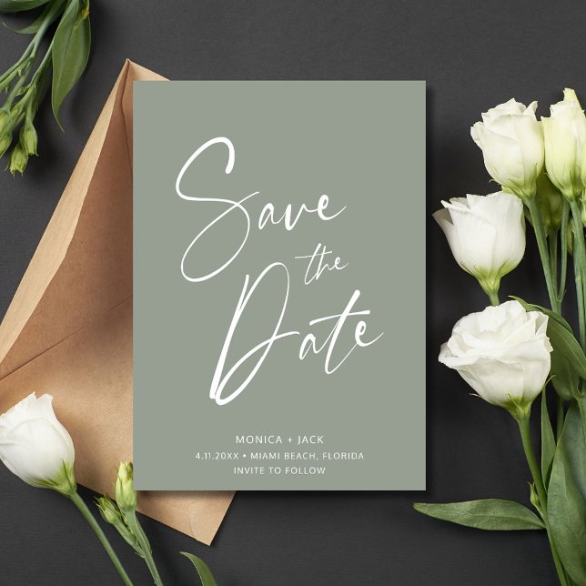 Enkelt skript Photo Bröllop Spara Datumet (Simple Script Photo Wedding Save The Date)