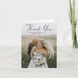 Enkelt skript Photo Bröllop Tack Kort