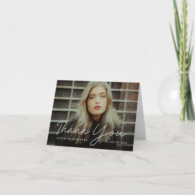 Enkelt skript Photo Studenten Tack Kort (Framsida)