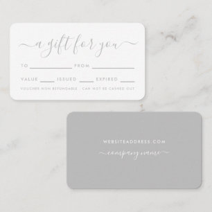 Enkelt skript - Silver & White Gift-certifikat Visitkort