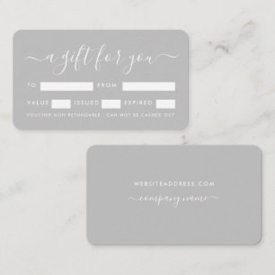 Enkelt skript - Silver & White Gift-certifikat Visitkort