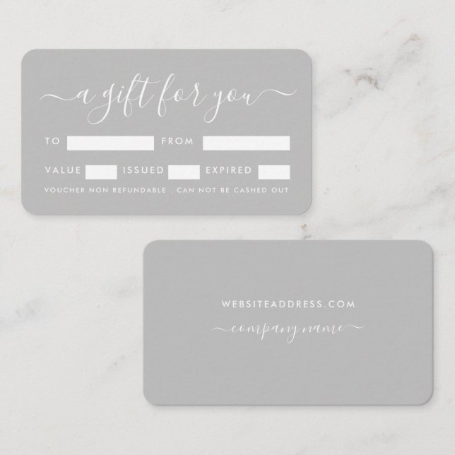 Enkelt skript - Silver & White Gift-certifikat Visitkort (Fram/baksida)