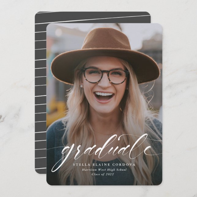 Enkelt skript student-meddelande med ett foto-gråt (Fram/baksida)