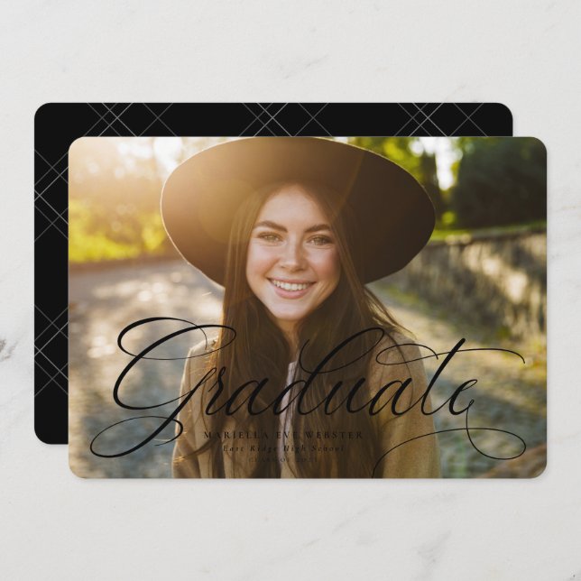 Enkelt skript student svartvitt och vitt studenten meddelande (Fram/baksida)