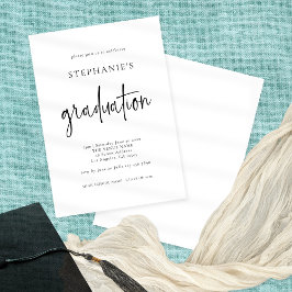 Enkelt skript, svart vit valfri Färg Studenten Inbjudningar