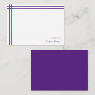 Enkelt skript Violet 2 Side Dubbla Gräns Anteckningskort