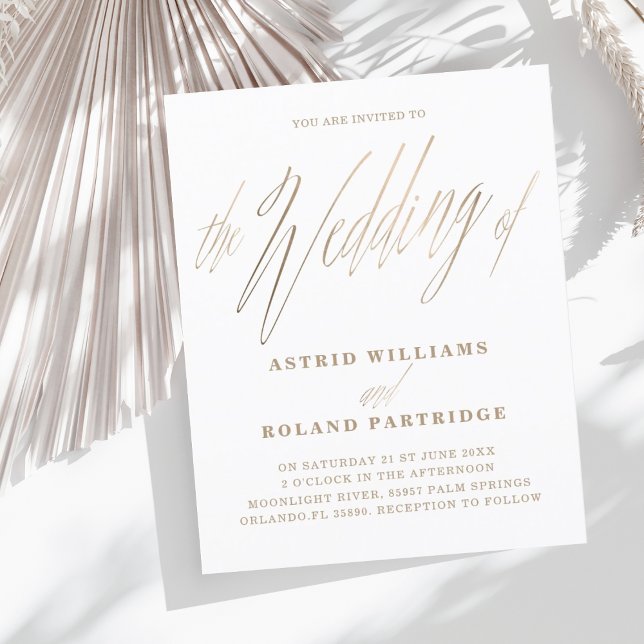 Enkelt skript Vit & Guld budget Bröllop (Skapare uppladdad)