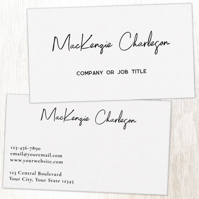 Enkelt Skriptnamn Modernt Professionellt Visitkort (Simple modern minimalist script professional business card design )
