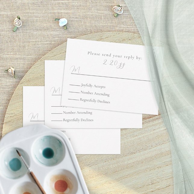 Enkelt, skrivskyddat, minimalistiskt Bröllop OSA-k OSA Kort (simple, minimalist, blank text-only wedding rsvp, elegant script, return, reply enclosure card)