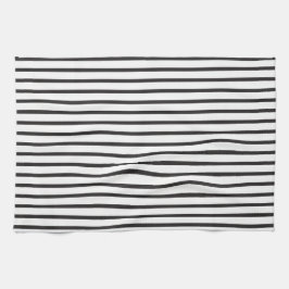 Enkelt Sleek Black and White Rand Kökshandduk