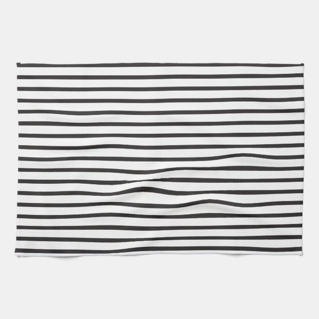 Enkelt Sleek Black and White Rand Kökshandduk (Horisontell)