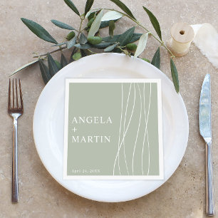Enkelt Sleek Linjer Dusty Sage Papper Dinner Napki Pappersservett